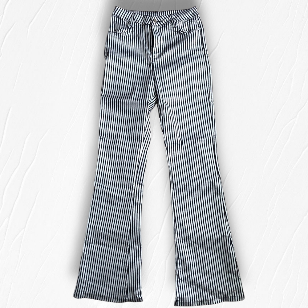 Flared Pants Black And Metallic Size M
